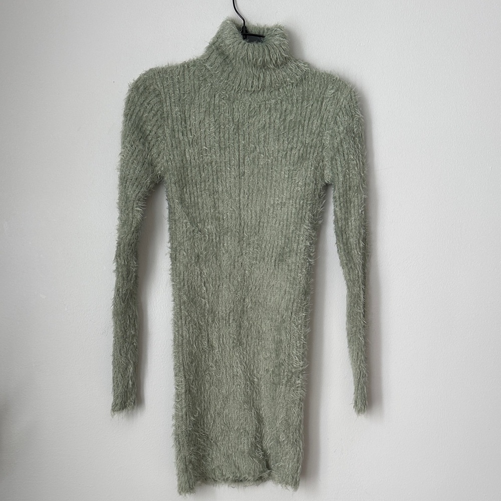 Cozy Green Turtleneck Sweater Dress Juniors Small